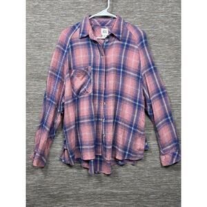 Urban Outfitters BDG Women's Keanu Lara Plaid Shirt Flannel Pink Blue Size S